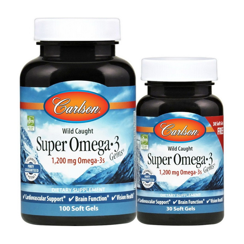 Super Omega 3 1,200 mg wild caught (100+30 soft gels, фото №1