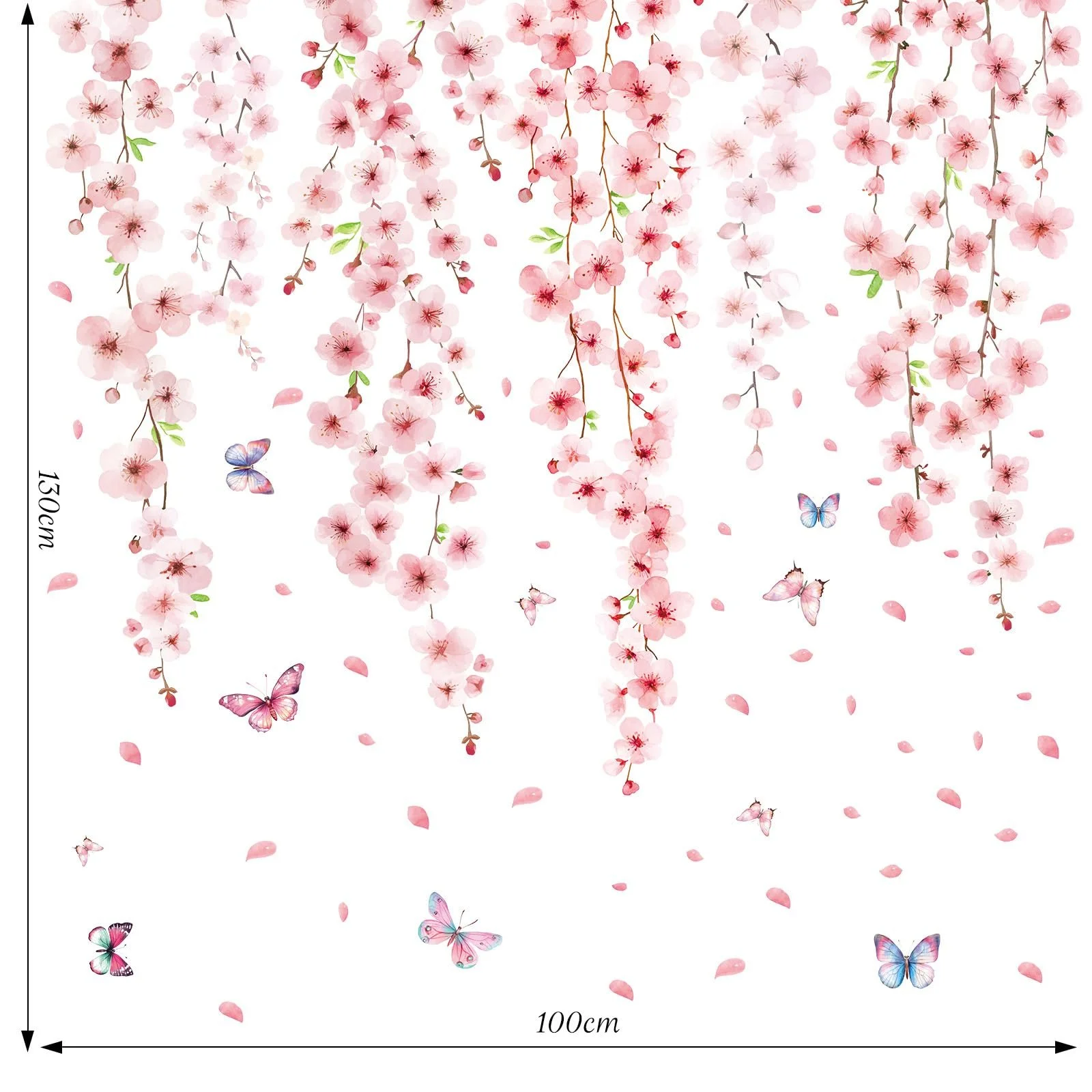 Наклейка на стіну SHUHCING Cherry Blossom Pink Flower Hanging Vine самоклеюча, фото №4 Наклейка на стіну SHUHCING Cherry Blossom Pink Flower Hanging Vine самоклеюча, фото №4