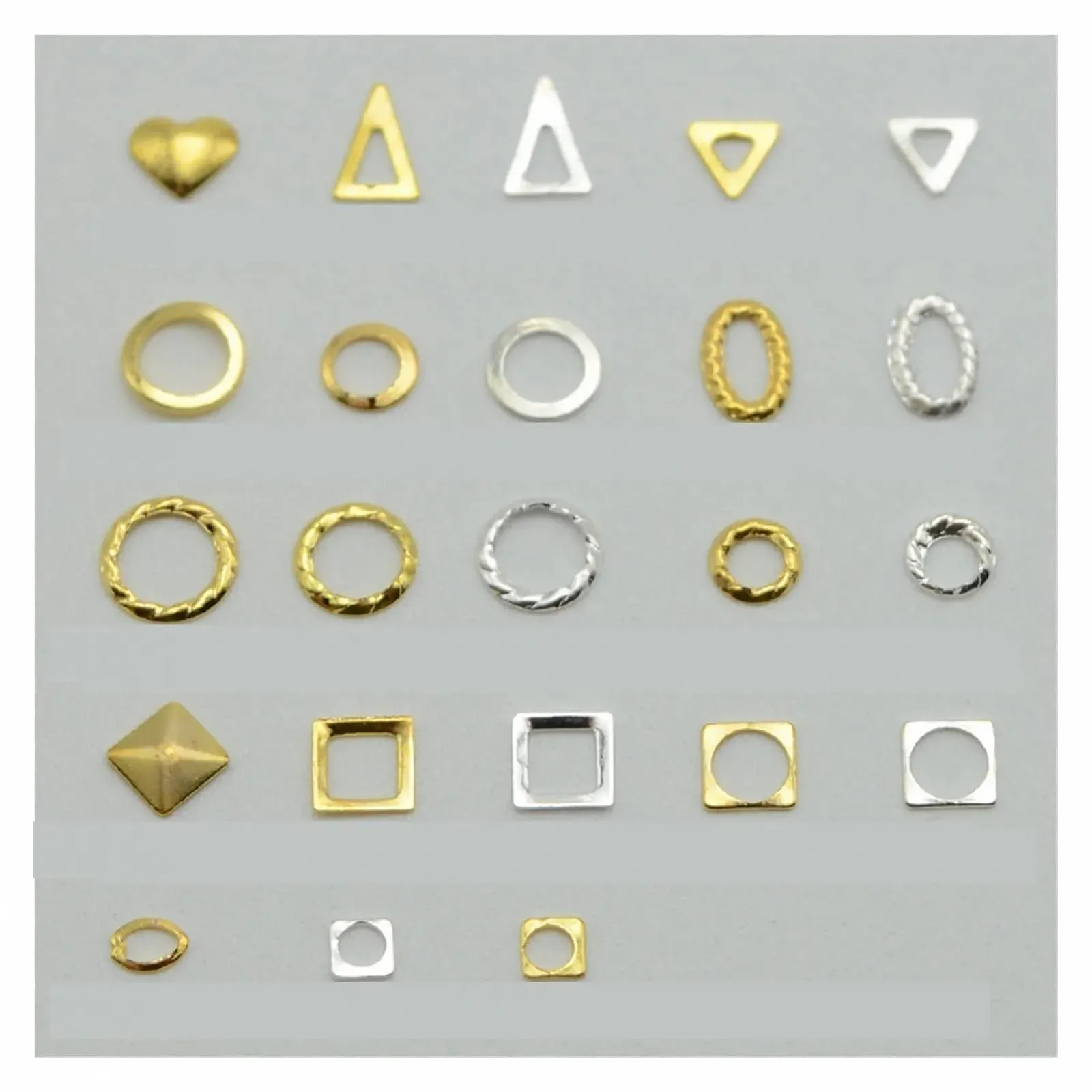 Металлические заклепки для ногтей Круглый Золотой Серебряный JM65-87, 100 шт., фото №1