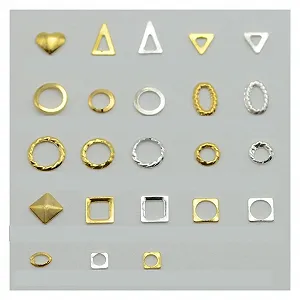 Металлические заклепки для ногтей Круглый Золотой Серебряный JM65-87, 100 шт. - Фото 1