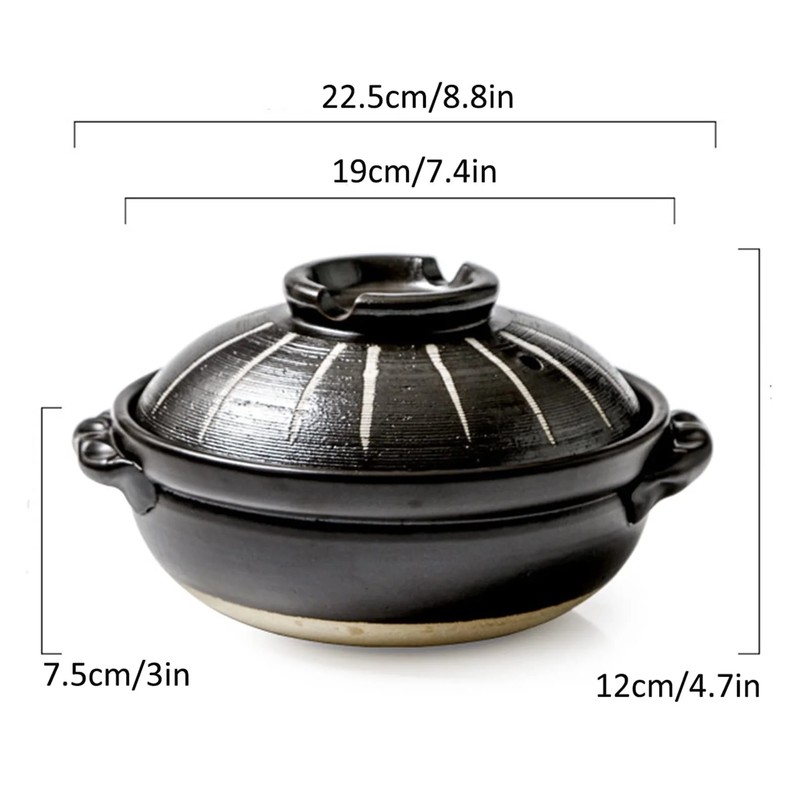 Кастрюля керамическая Donabe 0.9 л с крышкой японская из глазурованной керамики, фото №3