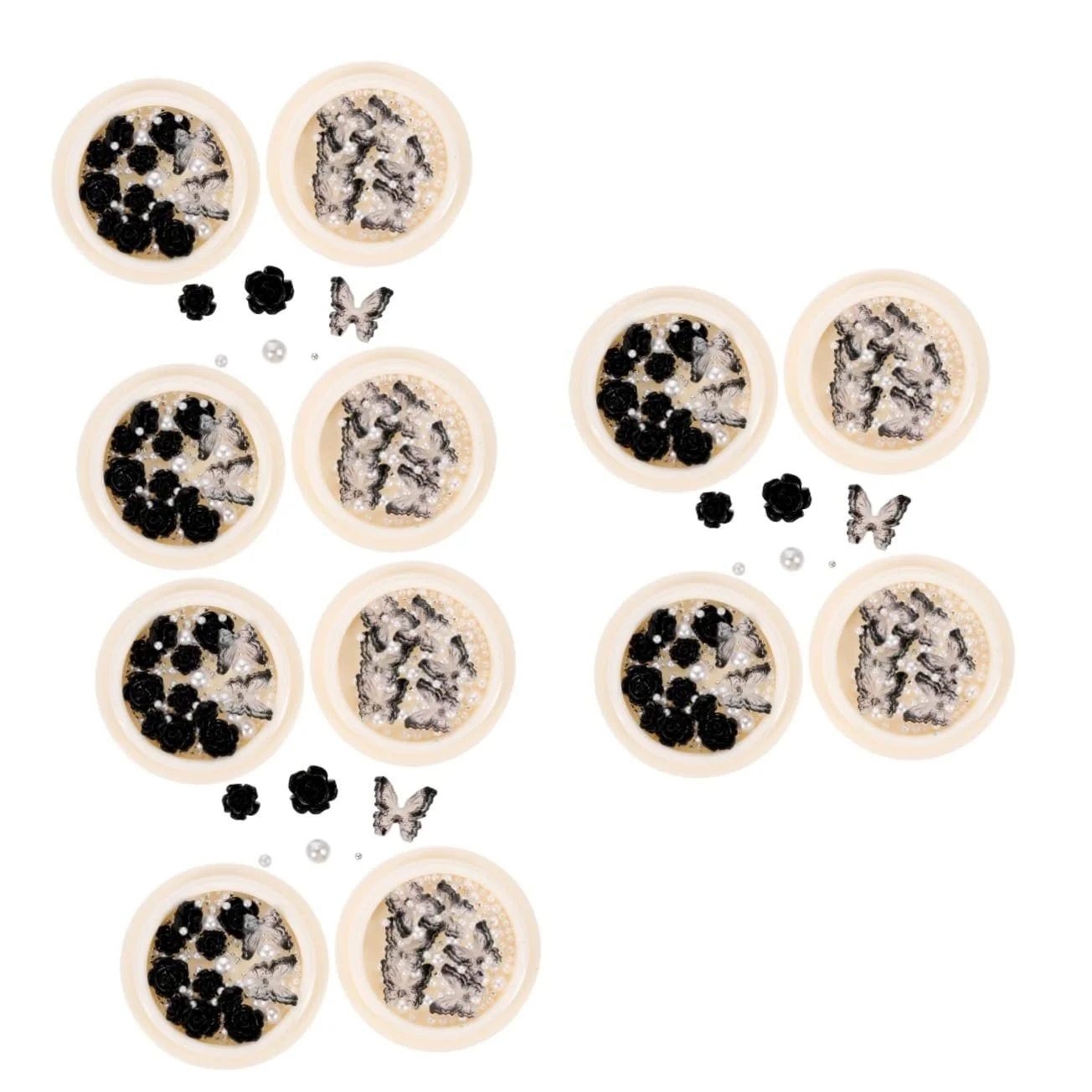 Стразы для ногтей FRCOLOR в коробках с черными шармами, стразами и жемчужинами для творческого дизайна ногтей для энтузиастов и проектов нейл-арта, фото №1