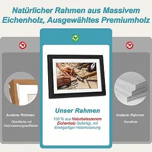 Цифровая фоторамка Apveelveer Wood WiFi 10.1 дюйма 32 GB 1280 x 800 IPS Touchscreen Auto Rotate Oak synthetic.ua - Фото 1