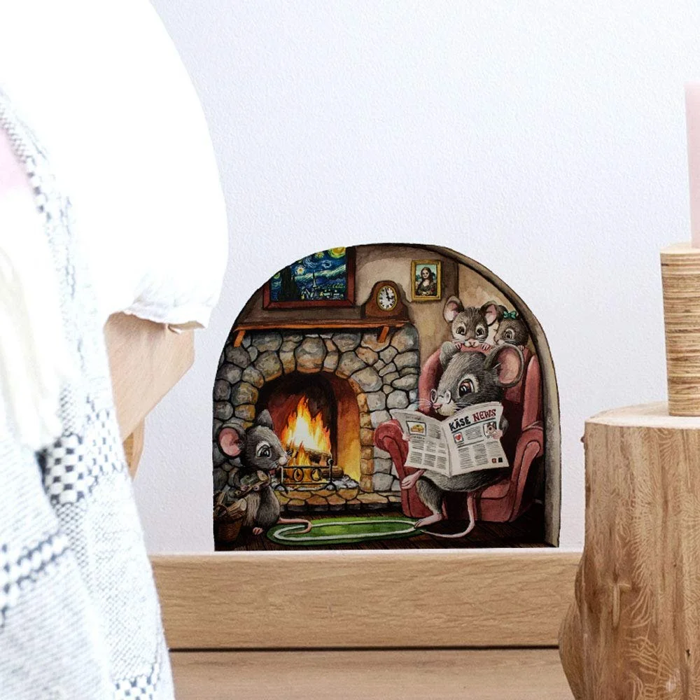 Наклейка на стіну ilka parey wandtattoo-welt Mouse Family on Fireplace Мишача родина біля каміна, фото №3 Наклейка на стіну ilka parey wandtattoo-welt Mouse Family on Fireplace Мишача родина біля каміна, фото №3
