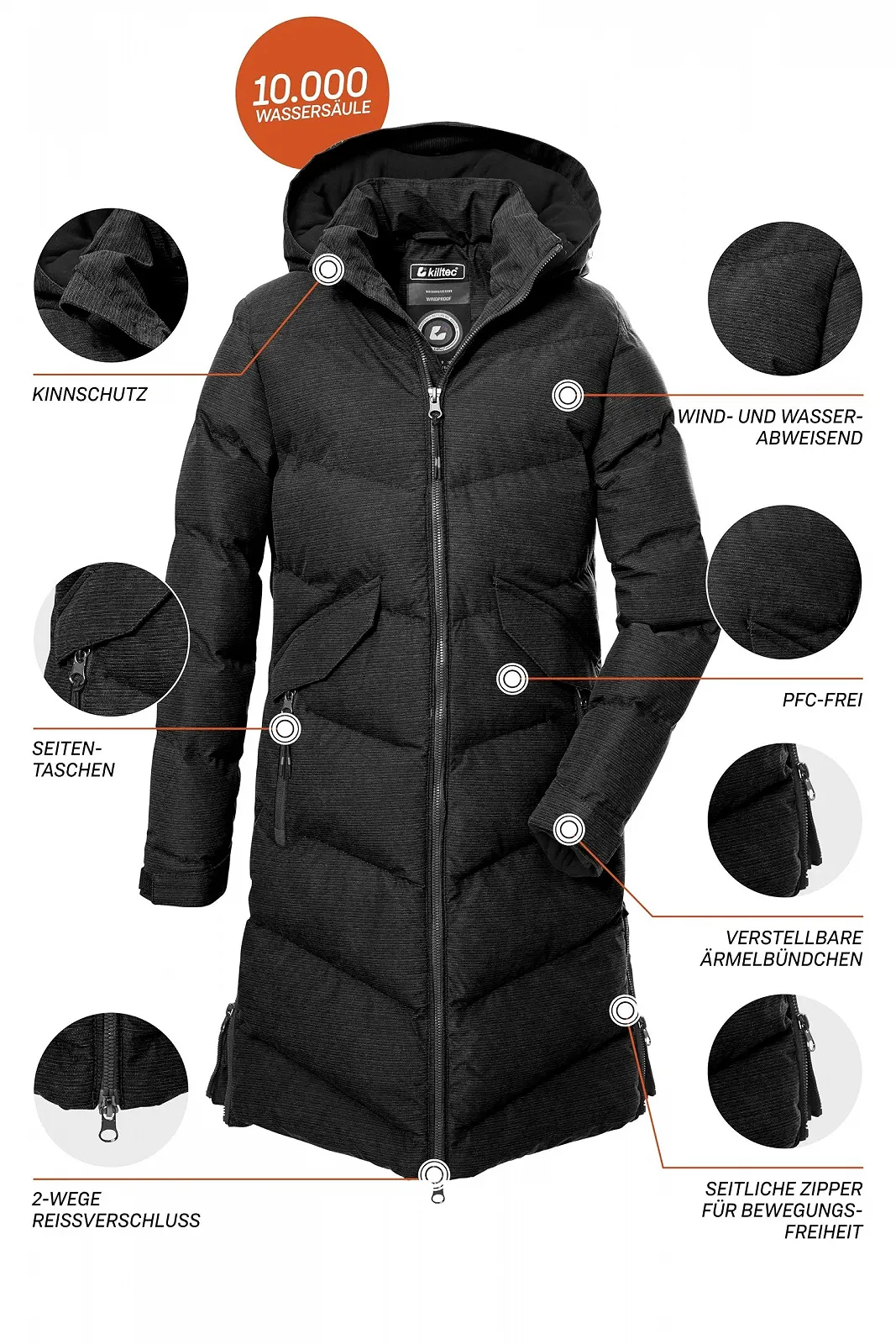 Куртка стеганая с капюшоном Killtec Girls Kow 167 Grls Qltd Ct водоотталкивающая, фото №3