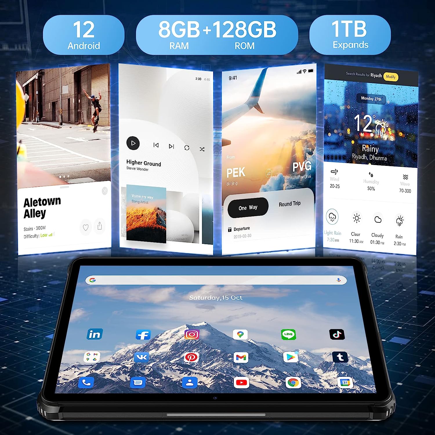 Планшет 10.1" Full HD OUKITEL RT2 8/128Gb 4G 2-SIM 8 ядер Android 12 20000 mAh Чорний, фото №6