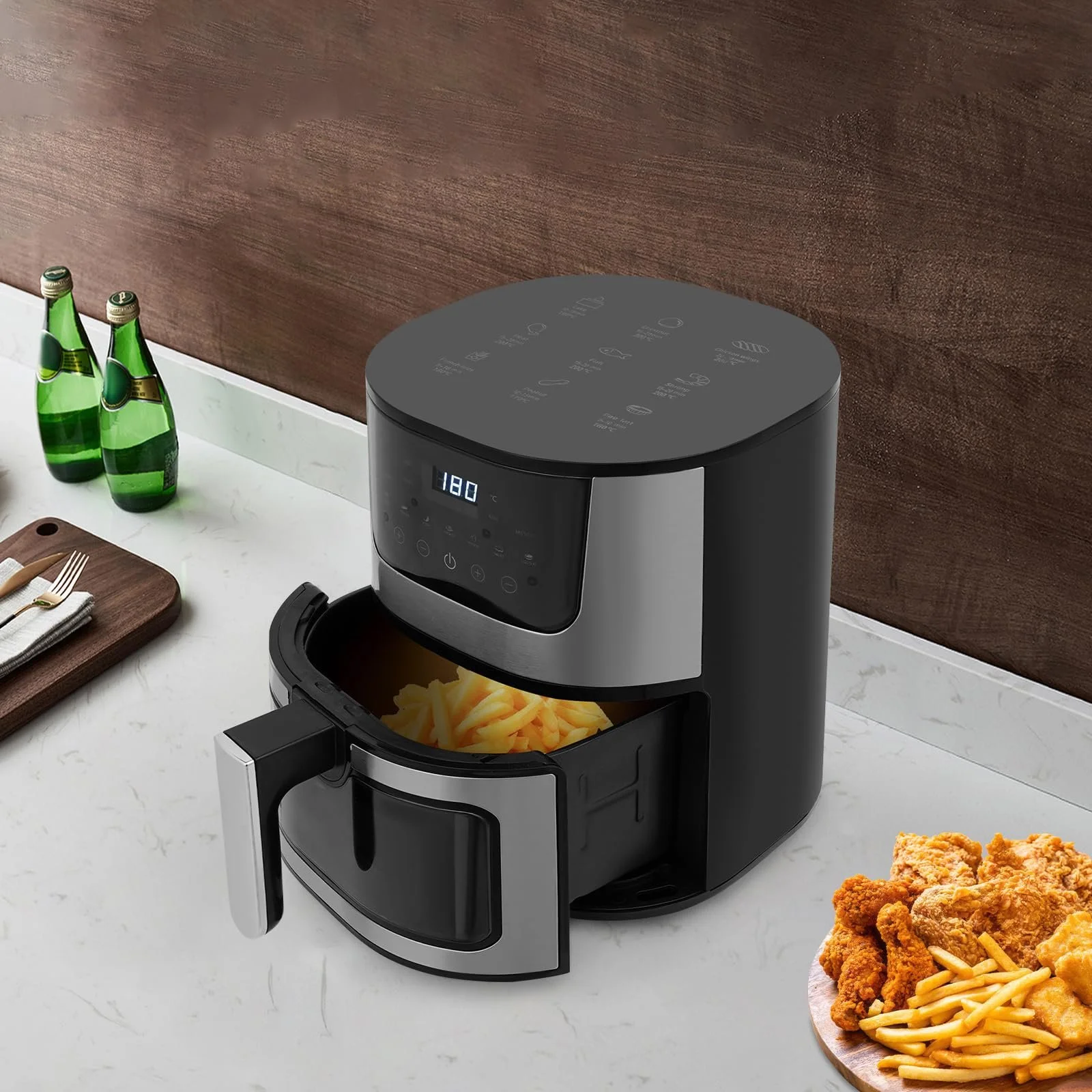 Мультипіч Digital Hot Air Fryer 7L Family Size сенсорний дисплей 9 програм чорна, фото №5 Мультипіч Digital Hot Air Fryer 7L Family Size сенсорний дисплей 9 програм чорна, фото №5