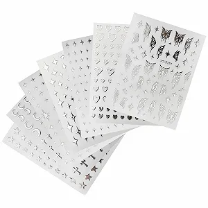 Наклейки для нігтів 3D Metallic Silver Mirror 7 аркушів Сріблястий металік - Фото 1