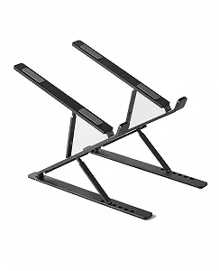 Подставка для ноутбука VVGAOGES, алюминиевая, регулируемая по высоте, вентилируемая, складная, портативная, для ноутбуков 10-15.6 дюймов, планшетов, черная - Фото 1