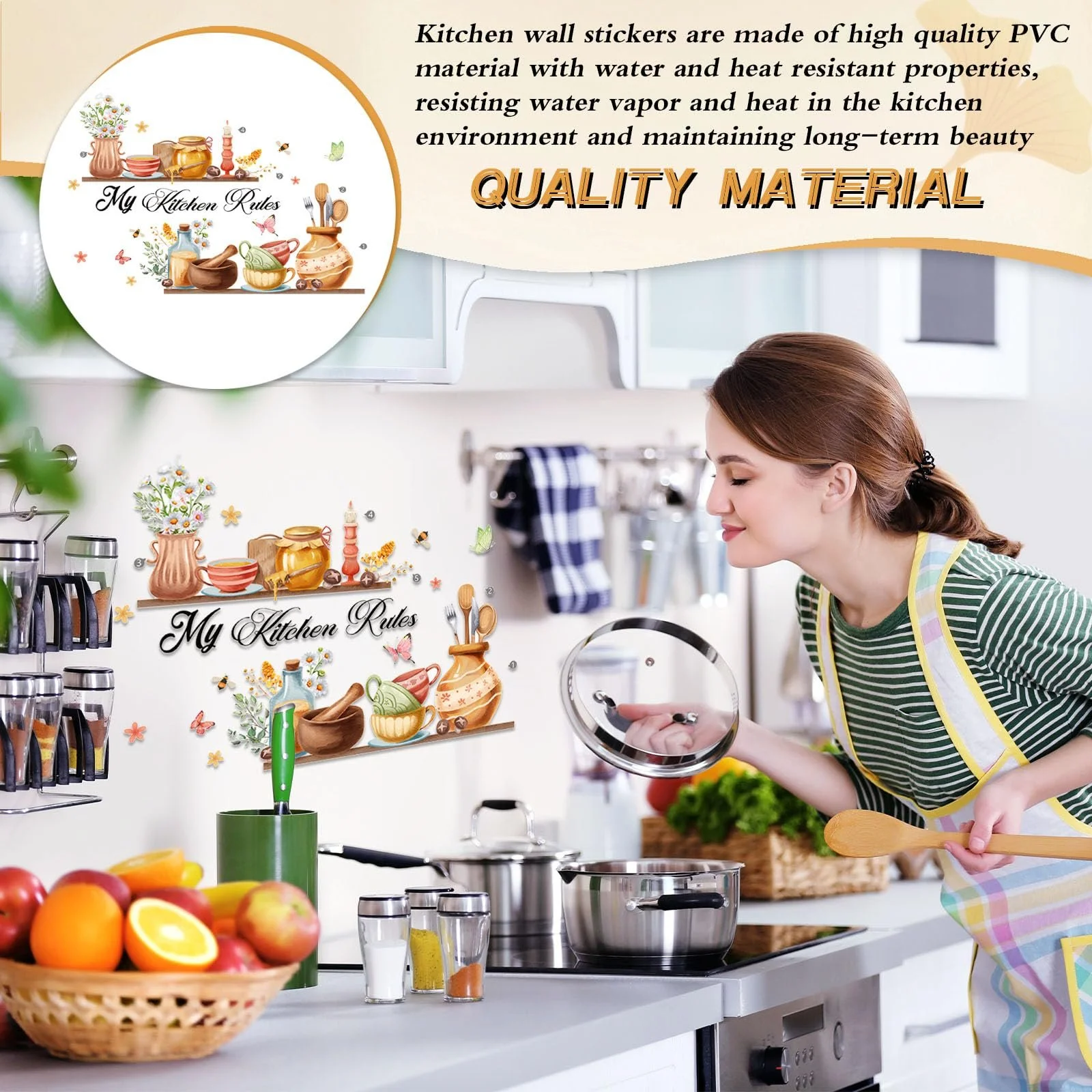 Наклейка на стіну Kitchen Tableware Teapot 80 х 60 см, фото №7