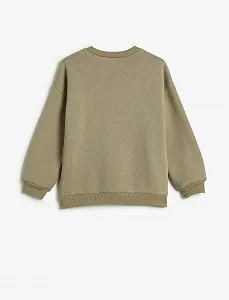 Світшот Koton для дівчат з довгими рукавами, круглим вирізом та принтом, з начосом всередині synthetic.ua - Фото 1