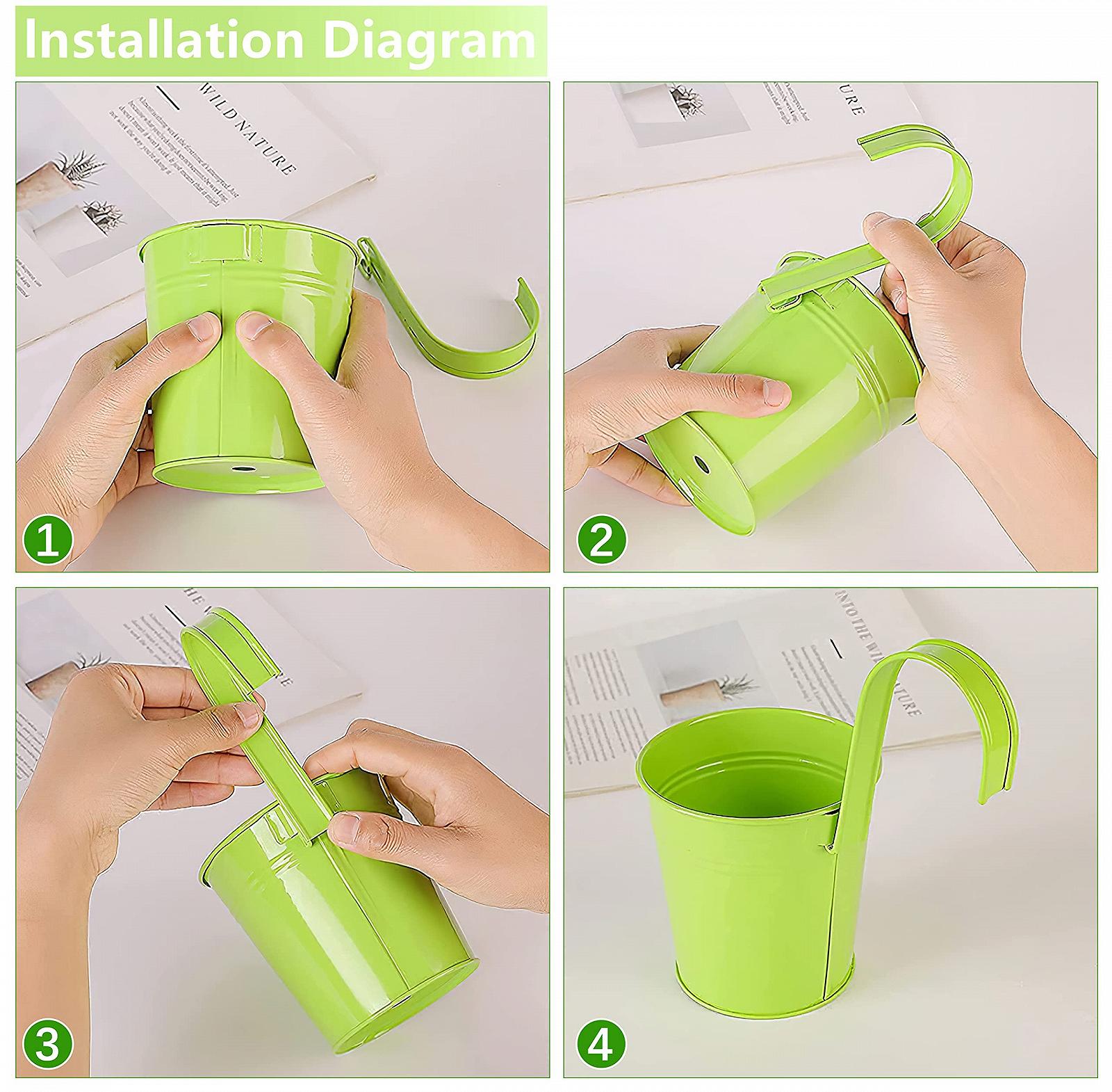 Підвісні кашпо-відерця для квітів GIOVARA металеві з дренажними отворами, 10 кольорів, 10 шт., фото №5