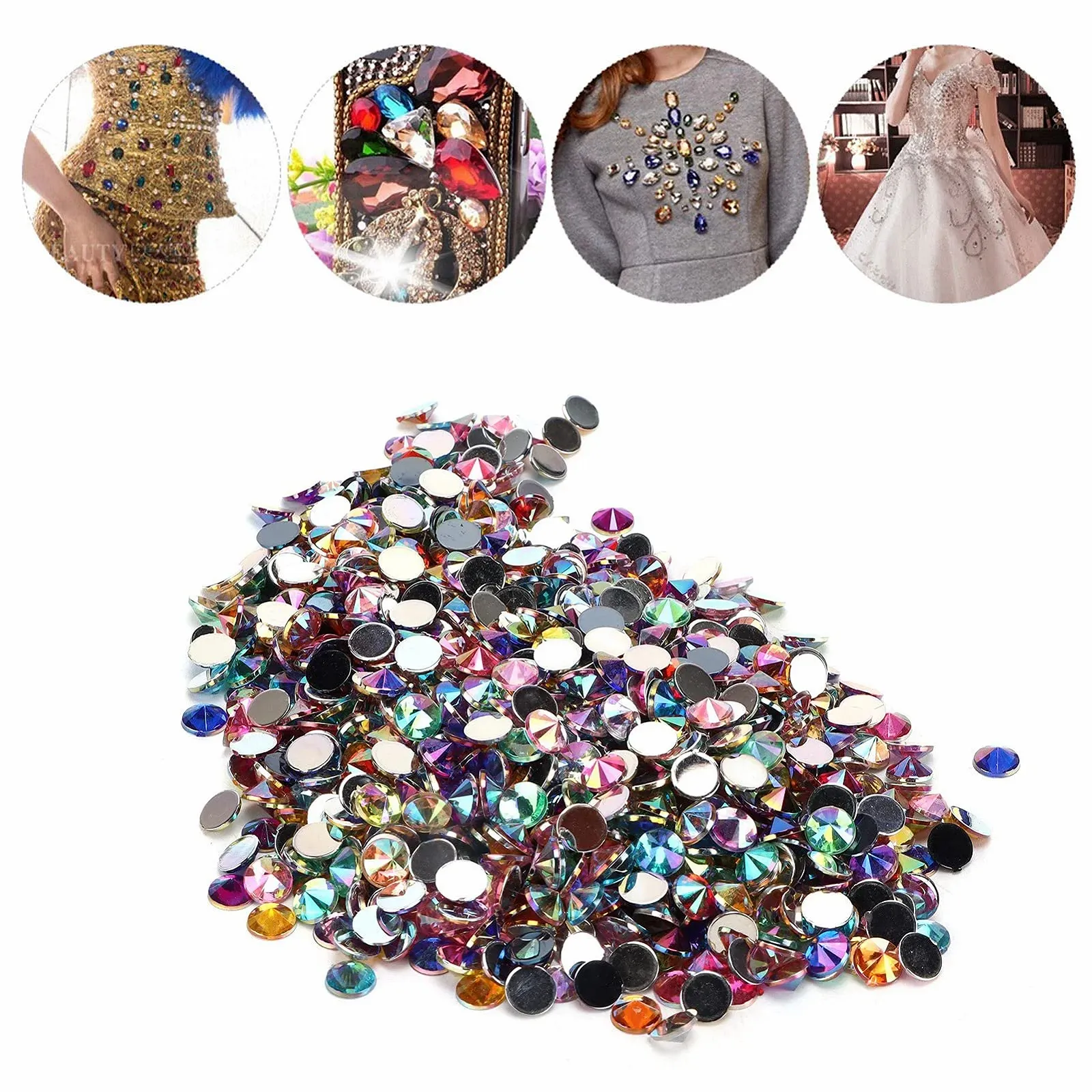 Стрази Плоскі 1000 шт. Кристал Стрази Плоска Задня Діаманти Каміння для одягу для нігтів, фото №9
