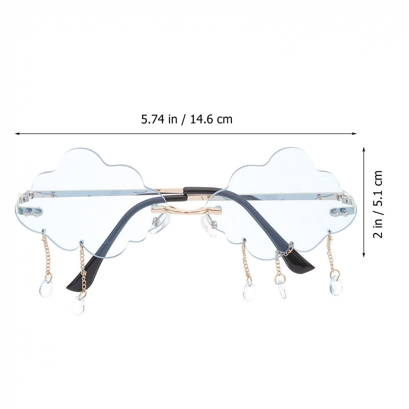 Сонцезахисні Окуляри STOBOK Без Оправи Хмари Вінтажні Кристал Дощу Сині, фото №9