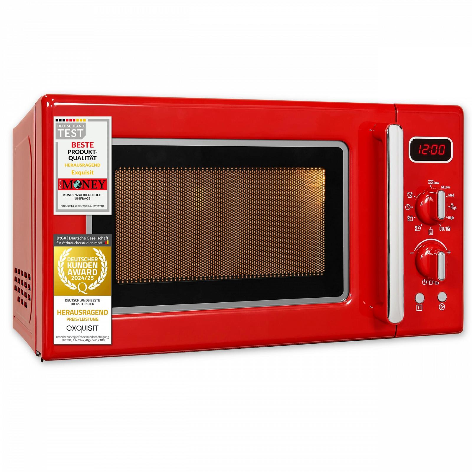Микроволновая печь Exquisit Retro RMW720-3GDIG 700 Вт гриль 1000 Вт 20 L Красная, фото №1