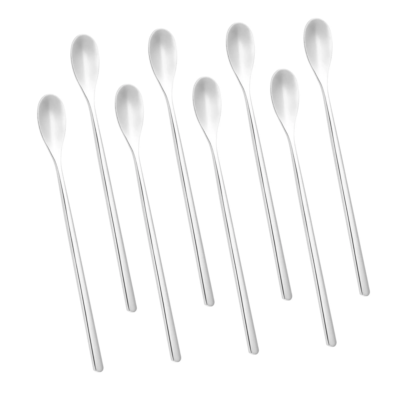 Набір з 8 кавових ложок з нержавіючої сталі з довгою ручкою 16 см, фото №1