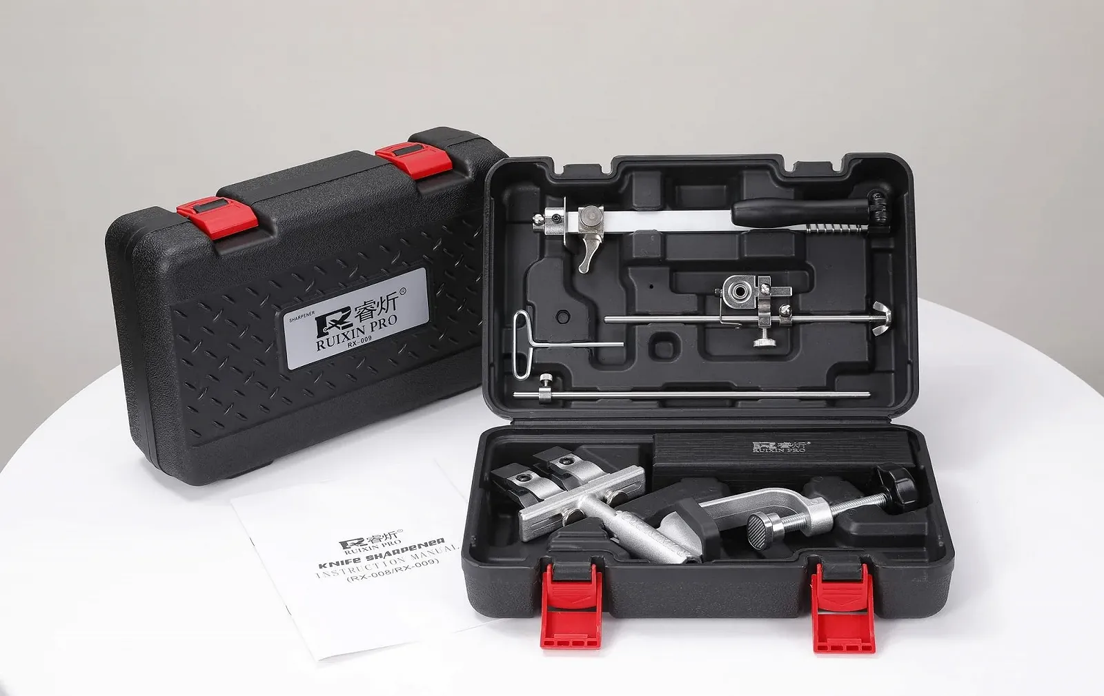 Точилка для ножів PRO RX-009 професійна кухонна з нержавіючої сталі з поворотним механізмом 360 градусів та 4 точильними каменями, фото №9