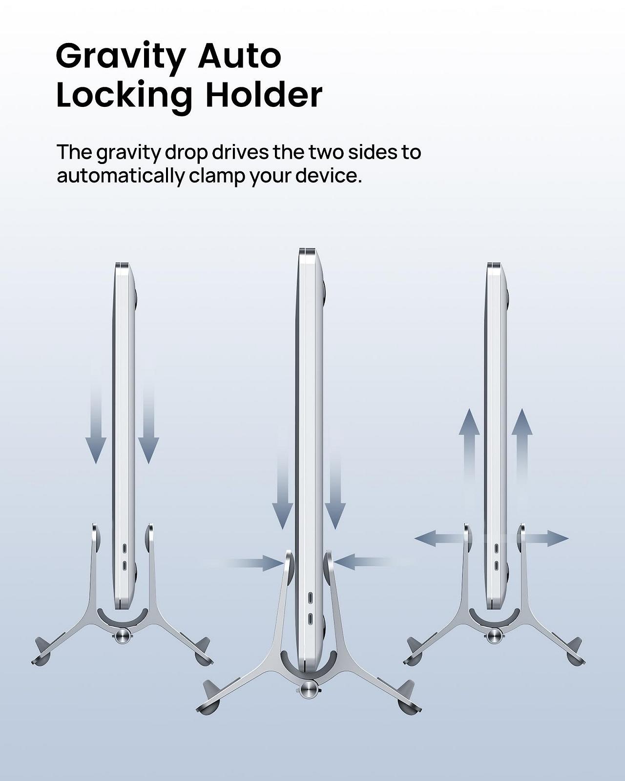 Подставка для ноутбука SODI, вертикальная подставка для MacBook Air, MacBook Pro, iPad, iPhone, регулируемая подставка для MacBook, серебристая, фото №2