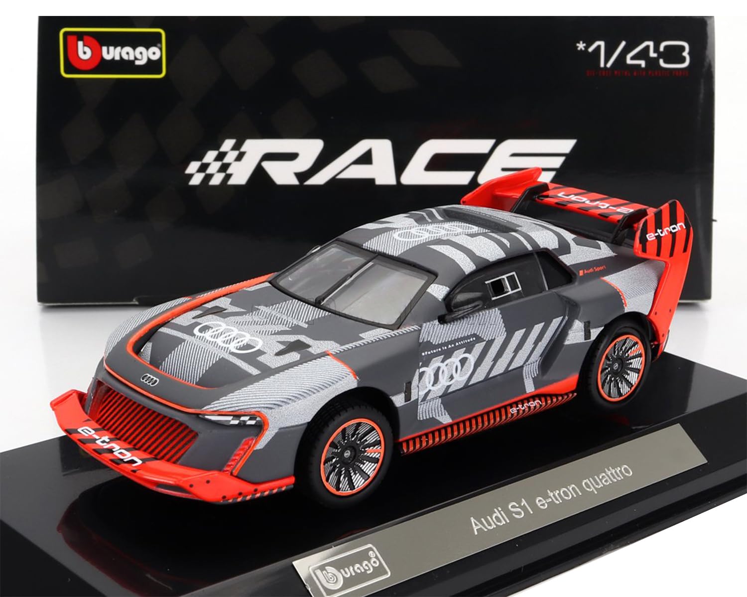 Легковой автомобиль Bburago Audi S1 E-Tron Quattro Hoonitron 1:43, фото №1