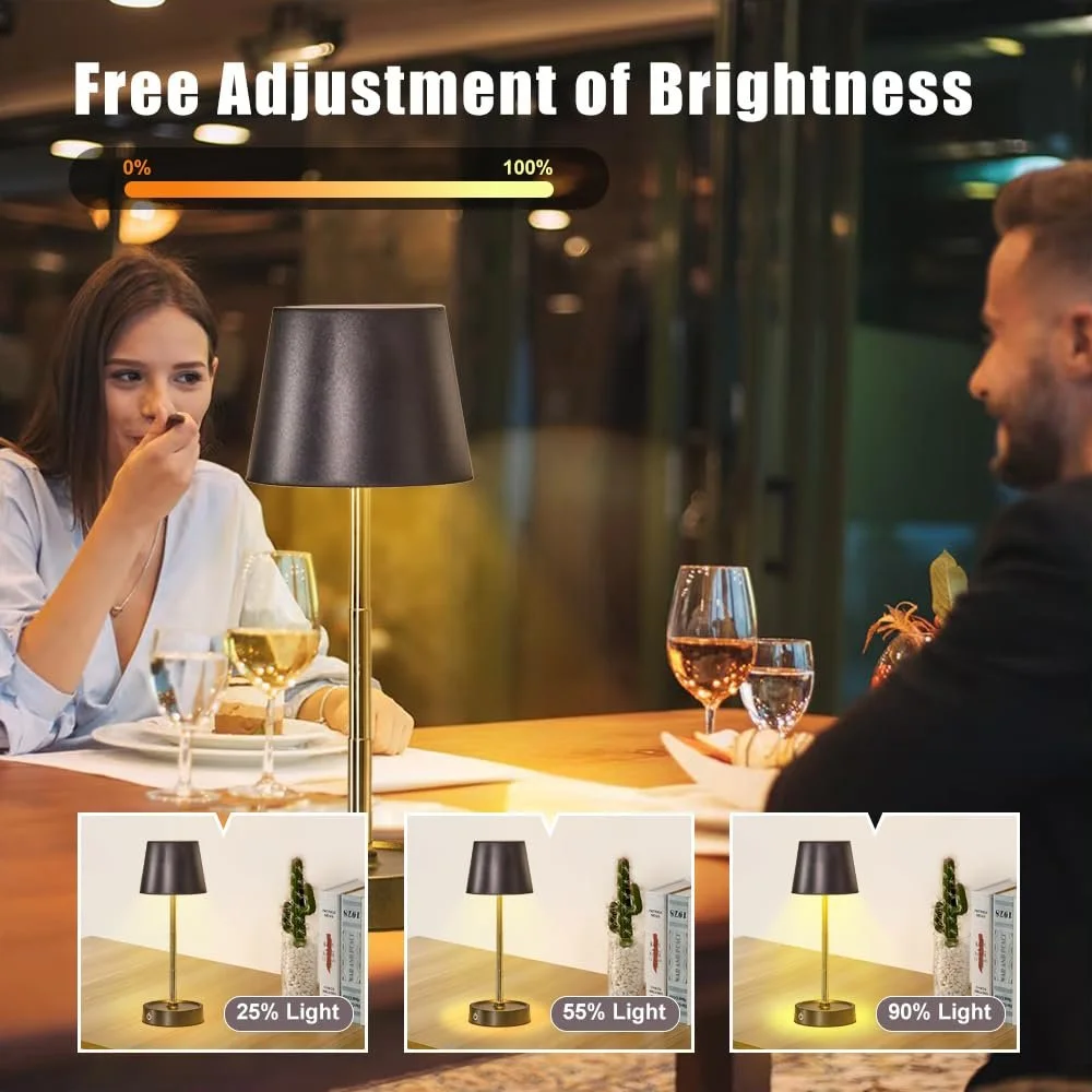 Настільна лампа LED бездротова акумуляторна телескопічна сенсорна регульована яскравість 2 шт., фото №7