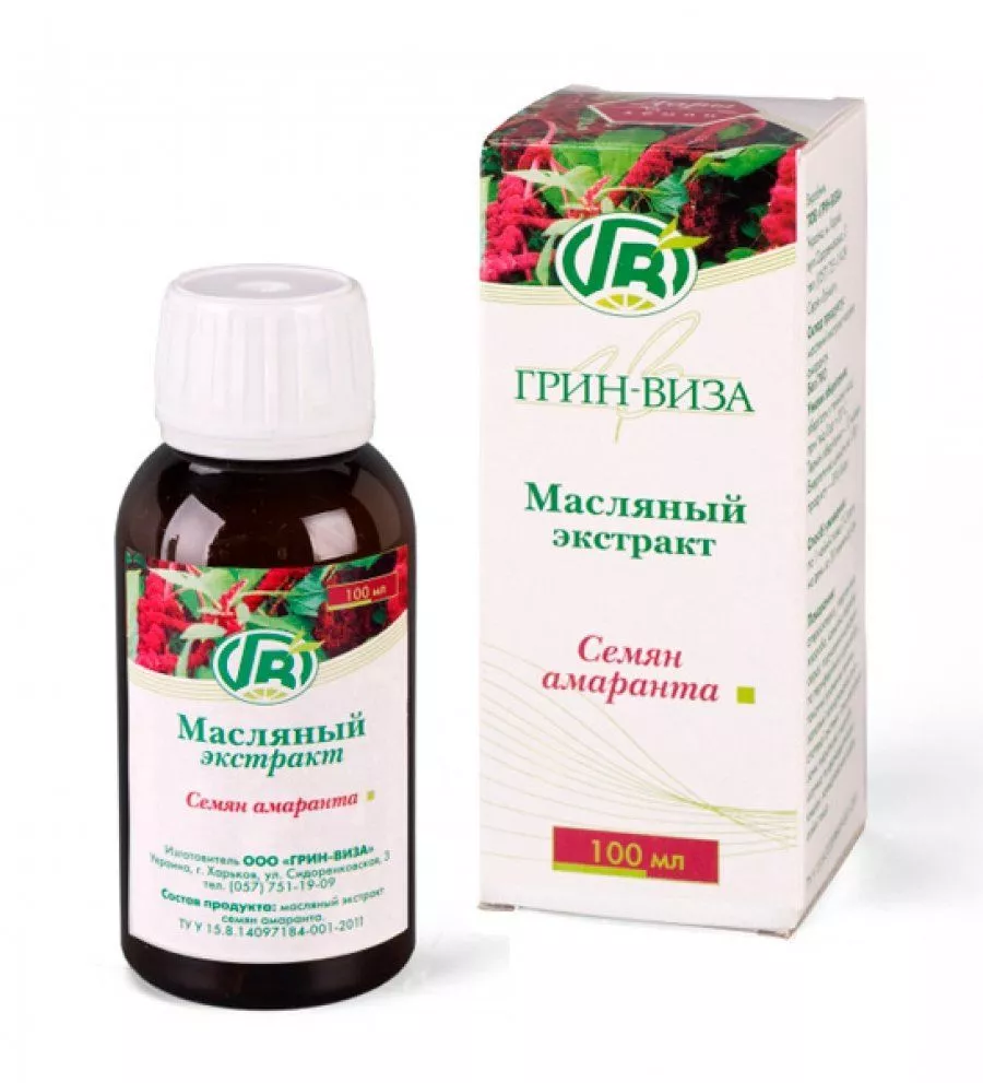 Пищевое масло Грин-Виза из семян амаранта, 100 мл, фото №1