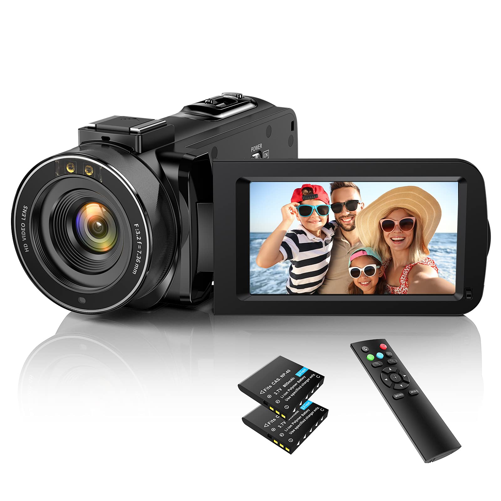 Видеокамера 1080P 30FPS 36MP для видеоблогов, Цифровая видеокамера с ИК ночным видением, 3.0-дюймовым IPS экраном, 16-кратным цифровым зумом, Пультом дистанционного управления, 2 батареи, фото №1