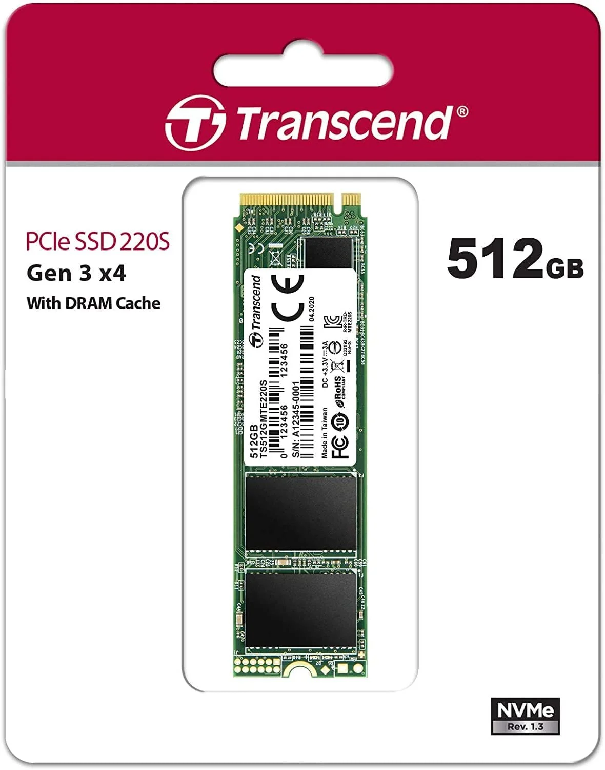 SSD Transcend MTE220S 512ГБ NVMe PCIe Gen3 x4 M.2, фото №3 SSD Transcend MTE220S 512ГБ NVMe PCIe Gen3 x4 M.2, фото №3