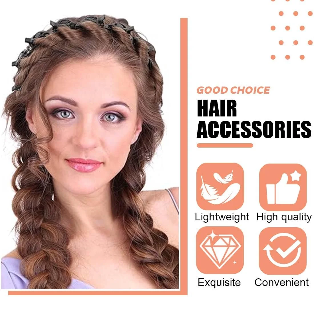 Набір обручів на Голову з Затискачами 2 шт, фото №3