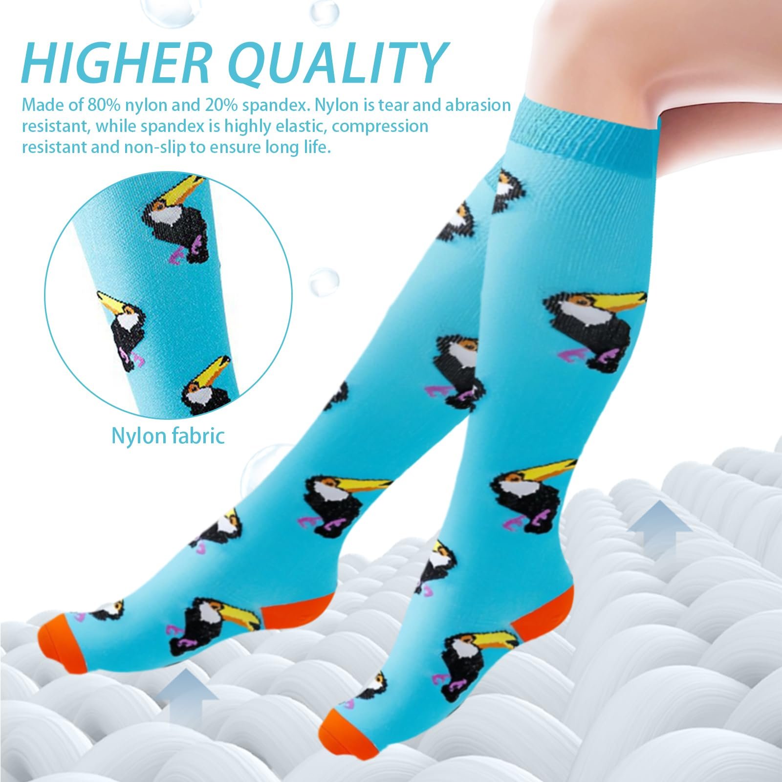 Женские компрессионные чулки 3 пары, Противоэмболические чулки, для полетов, 34-39, Компрессионные чулки для спорта, 3 инструкции для спорта, путешествий, бега, фото №3