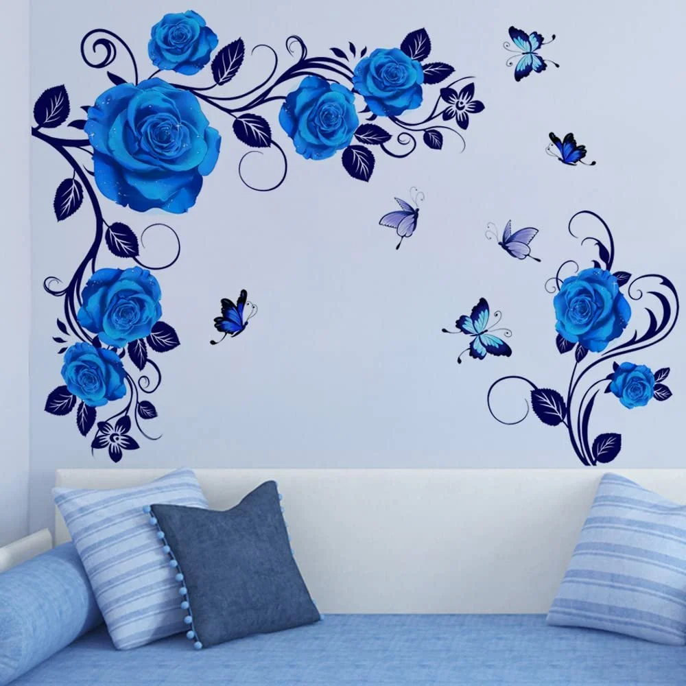 Наклейки на стіну Runtoo Квіти півонії Блакитні, фото №3
