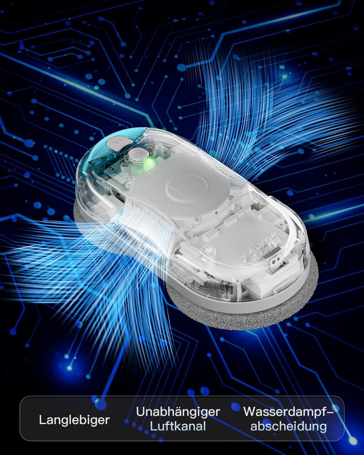 Робот для миття вікон HIXZAP з двонаправленим ультразвуковим розпиленням води, резервуаром для води 85 мл, потужним всмоктуванням та датчиком тиску повітря для ретельного очищення, фото №4 Робот для миття вікон HIXZAP з двонаправленим ультразвуковим розпиленням води, резервуаром для води 85 мл, потужним всмоктуванням та датчиком тиску повітря для ретельного очищення, фото №4