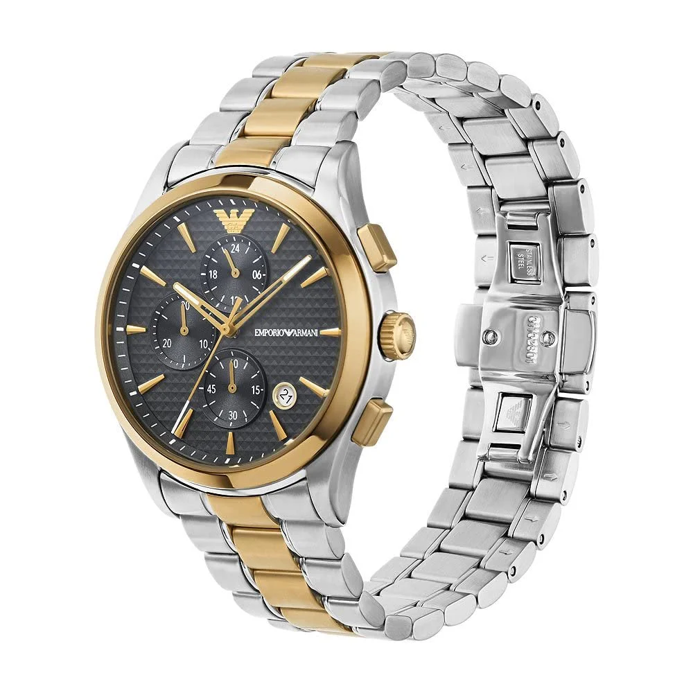 Часы EMPORIO ARMANI мужские кварцевые с 3 дополнительными циферблатами Хронограф, размер корпуса 42 мм с браслетом из нержавеющей стали, фото №4 Часы EMPORIO ARMANI мужские кварцевые с 3 дополнительными циферблатами Хронограф, размер корпуса 42 мм с браслетом из нержавеющей стали, фото №4