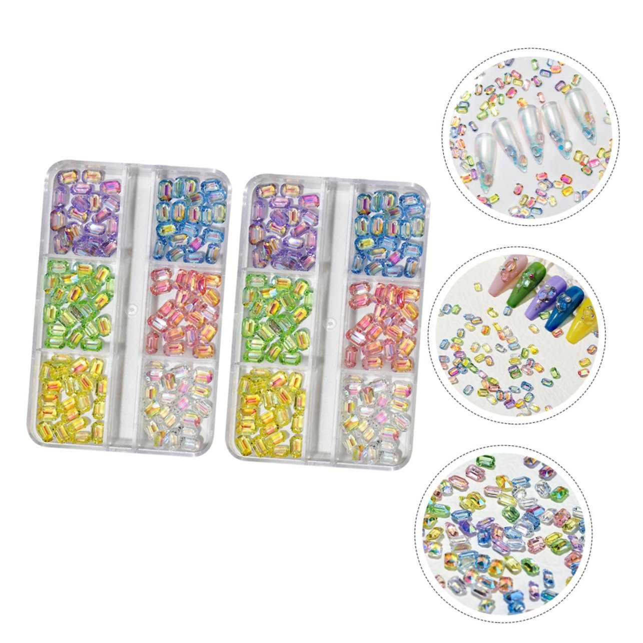 FRCOLOR Украшения для ногтей в коробке, плоские бриллианты, набор для маникюра и нейл-арта, разные формы для личного и профессионального использования, фото №2