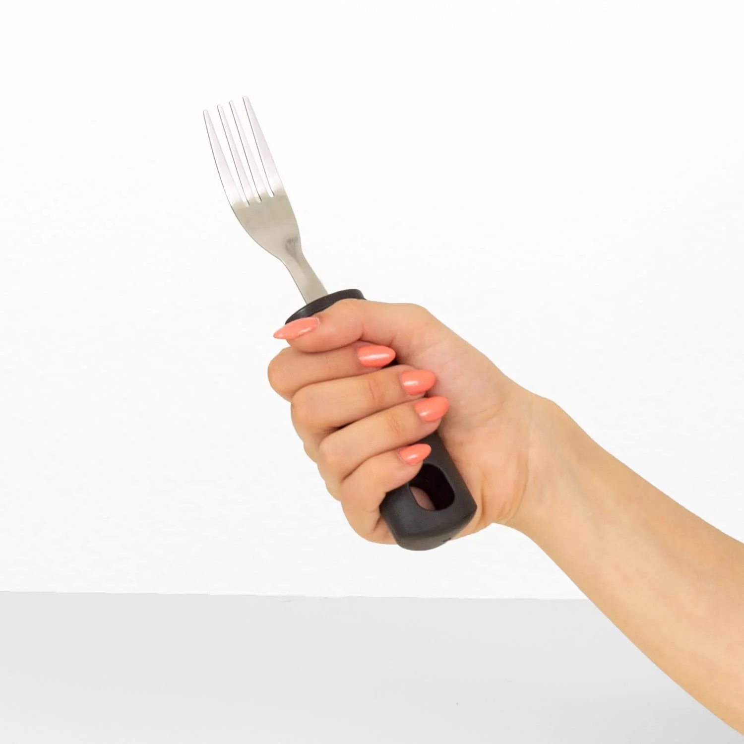 Ергономічні столові прибори Набір з потовщеною гумовою ручкою 3 предмети: ложка, виделка, ніж, фото №2