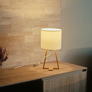 Настільна лампа FORLIGHT Nuts Nordic E27 Дерево та білий текстиль synthetic.ua - Фото 1