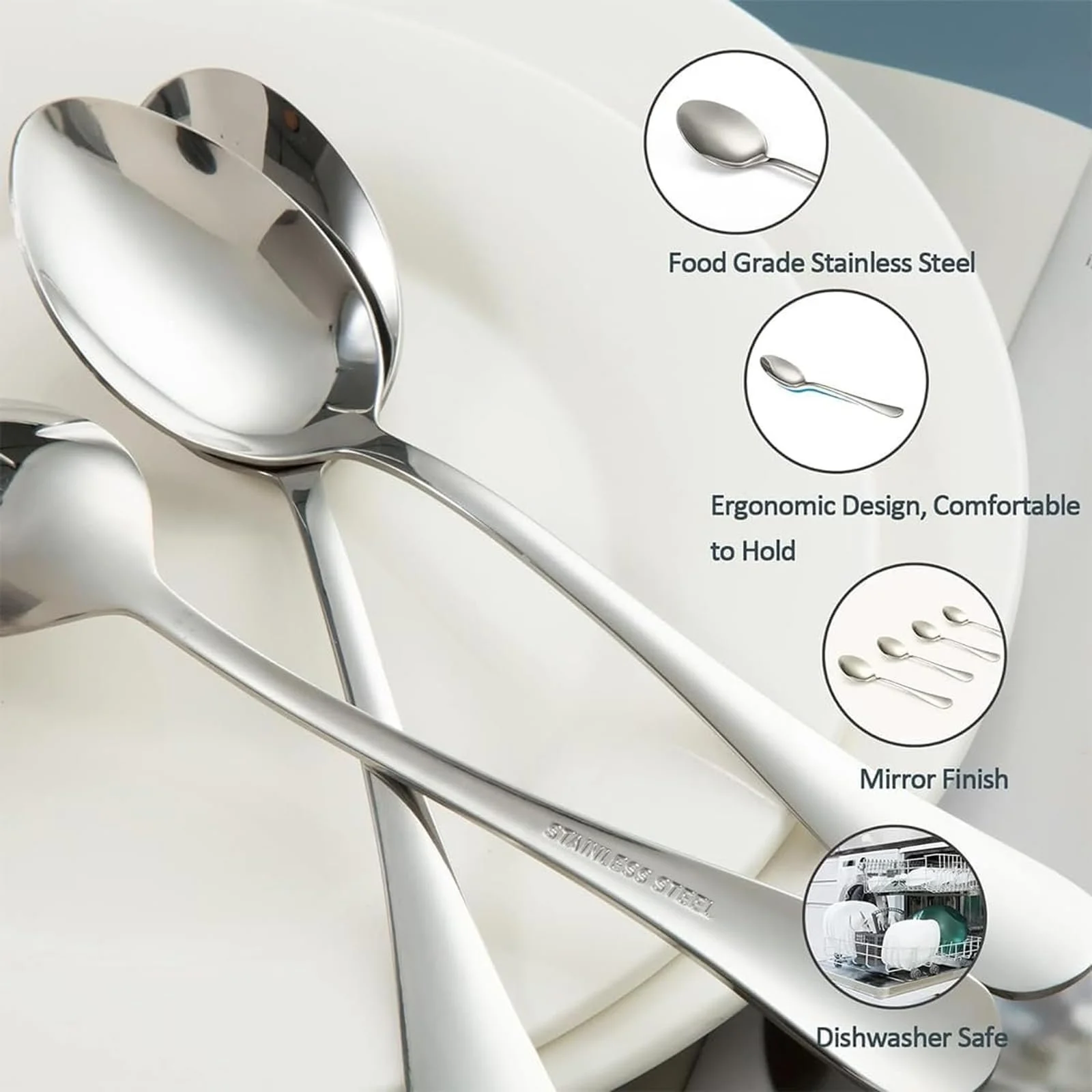 Ложка для лате макіато з нержавіючої сталі, 19.7 см, набір 12 штук, фото №6