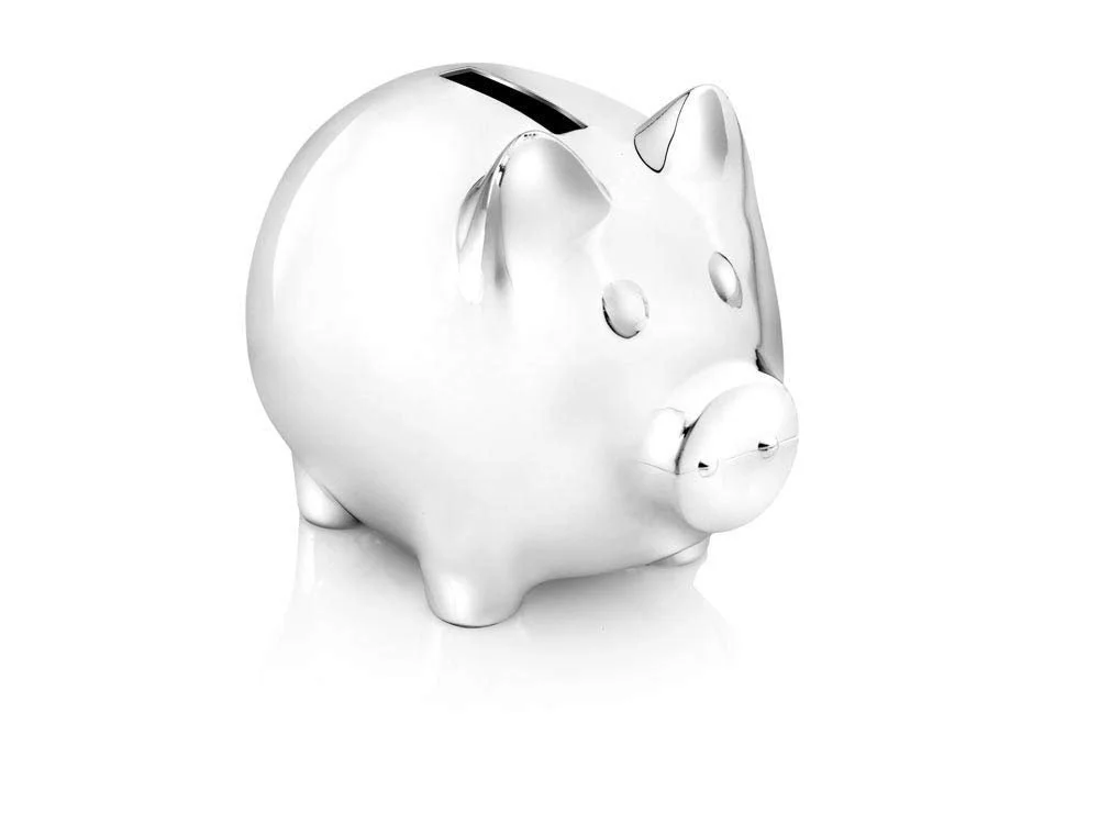 Копилка посеребренная с защитой от потемнения блестящая 10x7x8 см, фото №1