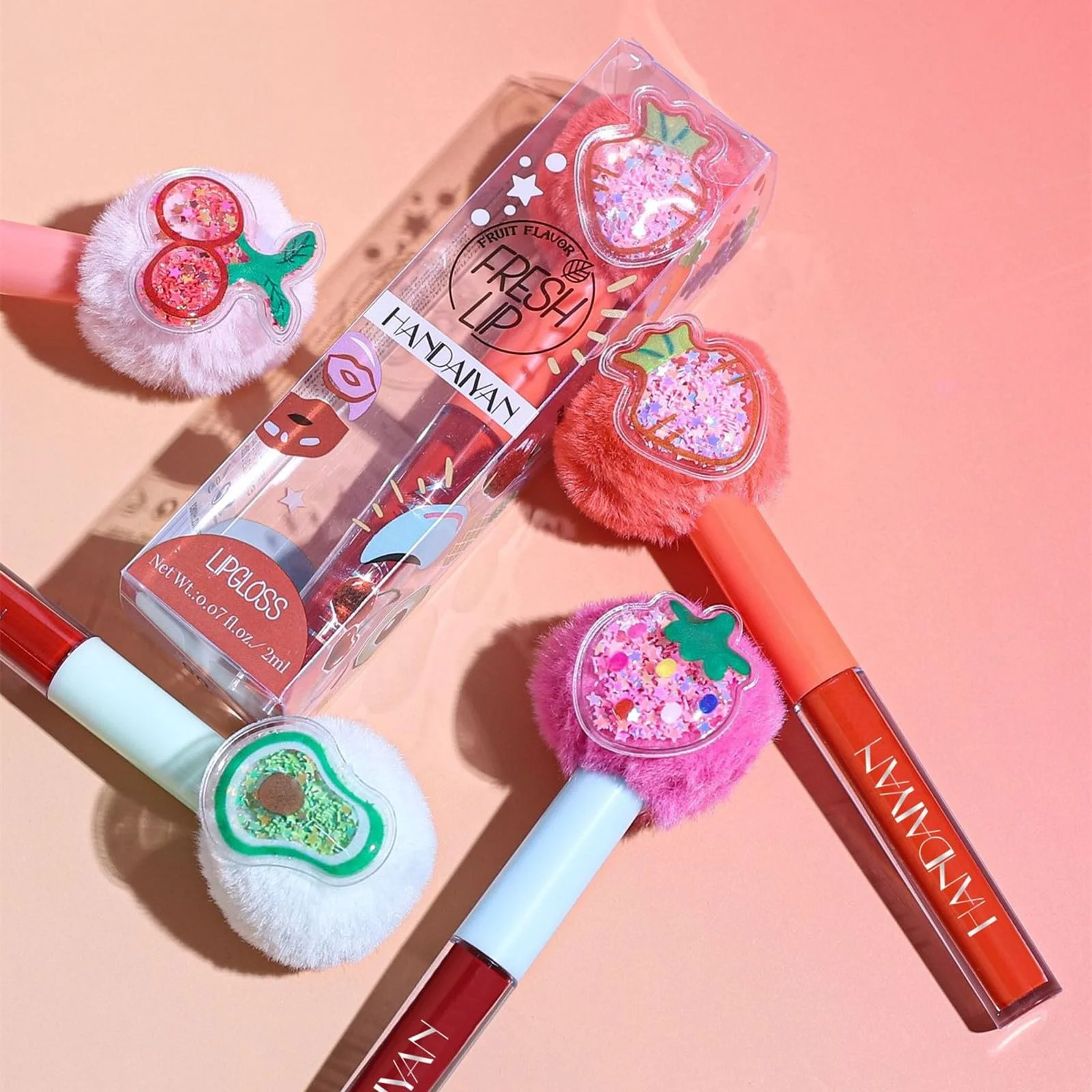 Блеск для губ Матовый Фруктовый Плюшевый Водостойкая Стойкая Жидкая помада Легкая Натуральная Крем для кожи Высокопигментированный Не липкий Тинт для губ для женщин 2 шт, фото №5