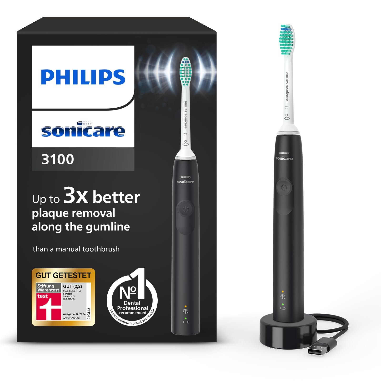 Зубная щетка электрическая Philips Sonicare 3100 HX3671/14 черная, фото №1