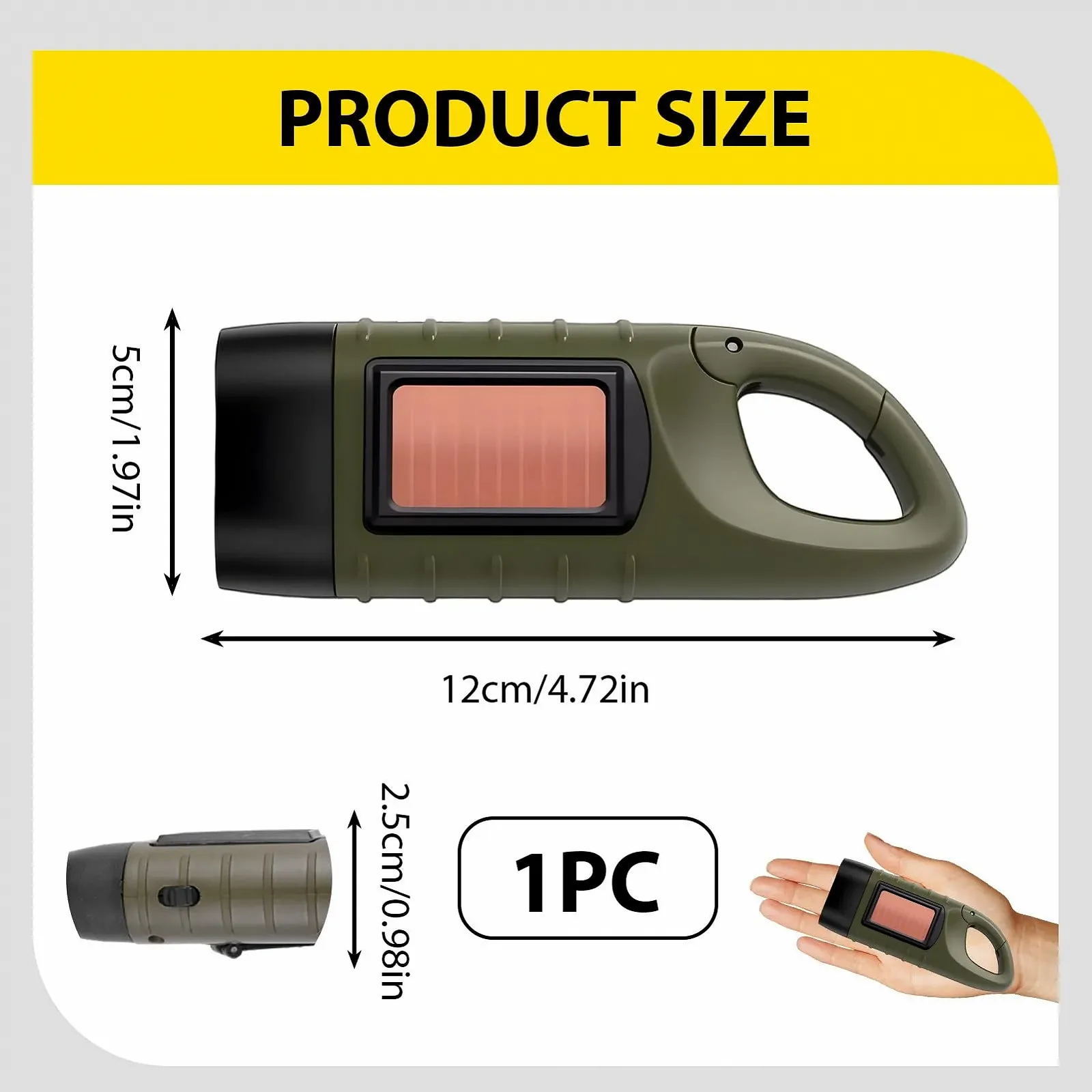 Ліхтар ручний з сонячною панеллю LED аварійний з ручкою та сонячною панеллю, водонепроникний для кемпінгу, походів, фото №3