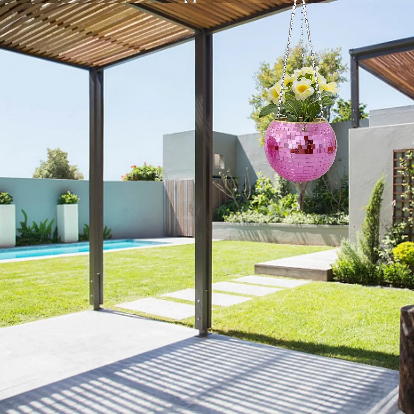 Підвісне кашпо SYNYEY Диско-куля Дзеркальне 6 дюймів Сріблясте, фото №4 Підвісне кашпо SYNYEY Диско-куля Дзеркальне 6 дюймів Сріблясте, фото №4