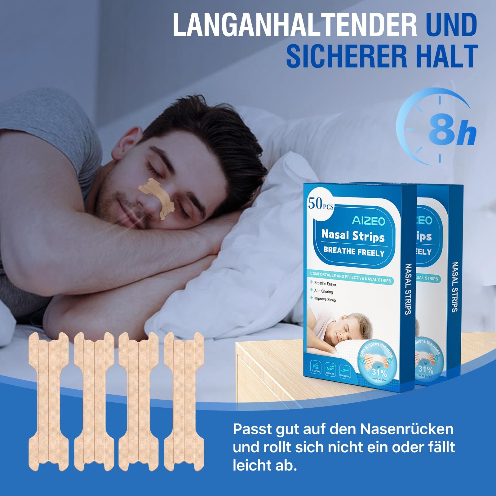 Пластыри от храпа, 50 шт, Сверхпрочные, Для лучшего дыхания во время спорта и улучшения качества сна., фото №5