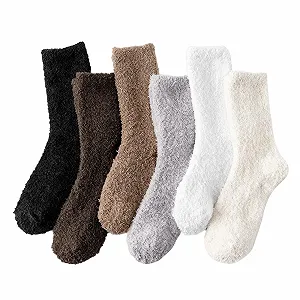 6 пар Носки женские, Размер 36-40, Пушистые носки - Фото 1