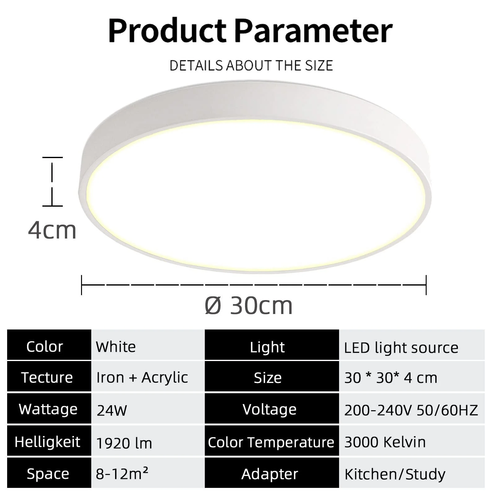 Світильник стельовий Ultra-Thin Диммерний Круглий 18-36W Білий Чорний Рожевий, фото №2