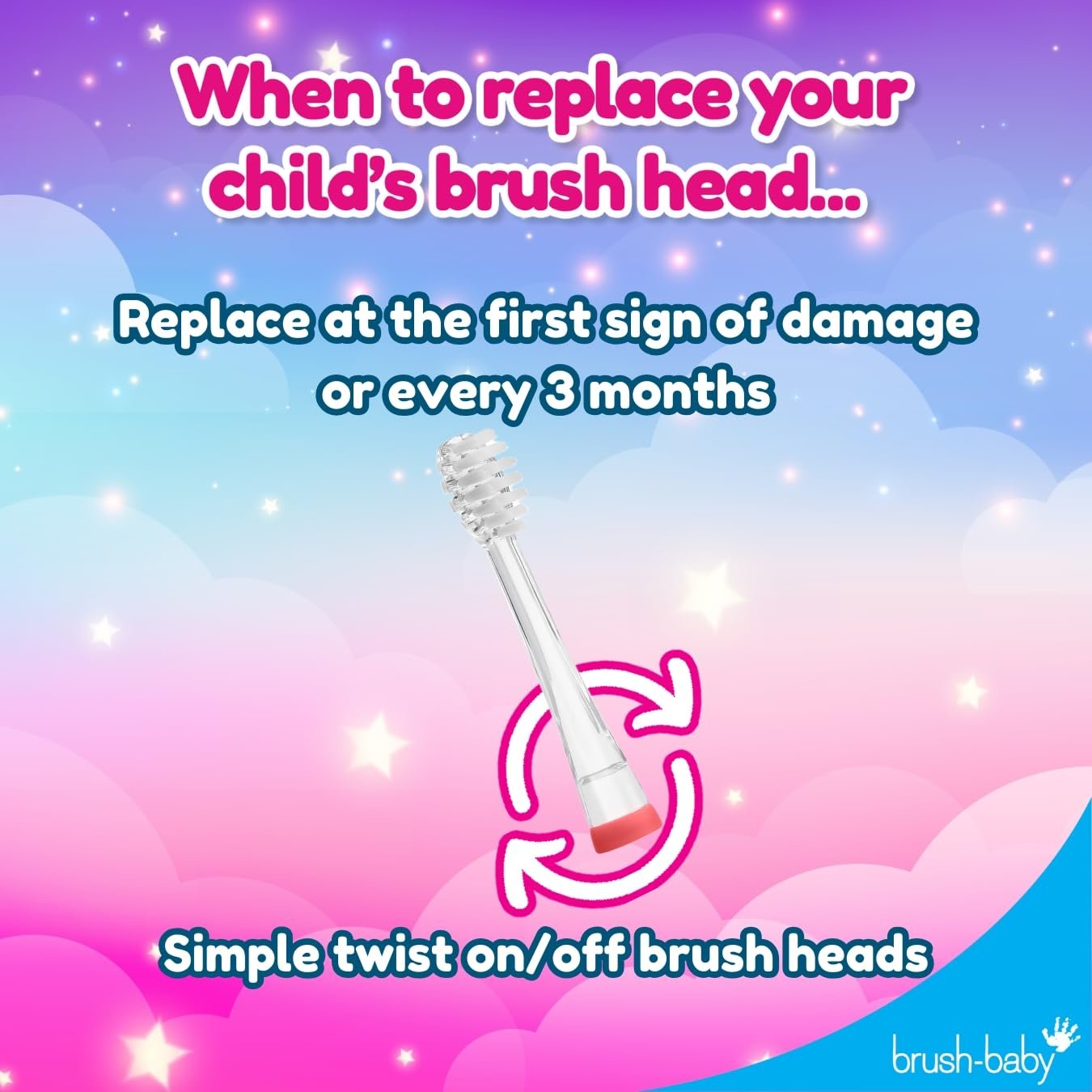 Зубна щітка електрична Brush-Baby KidzSonic Unicorn з диско-підсвічуванням, 4 змінні головки та 1 AAA батарея, фото №7