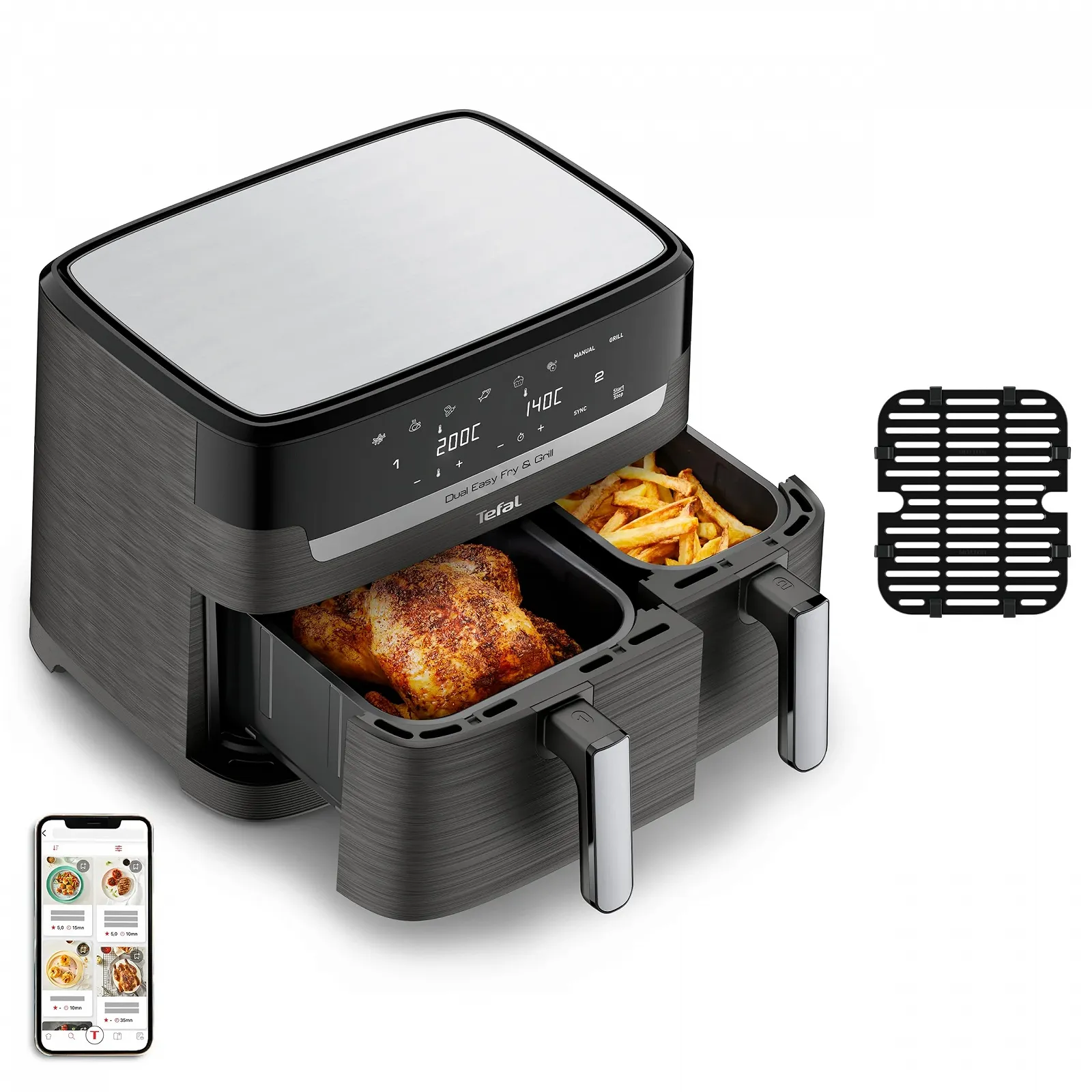Мультипечь-гриль Tefal Easy Fry & Grill Dual XXL EY905B10 8,3 л нержавеющая сталь, фото №1 Мультипечь-гриль Tefal Easy Fry & Grill Dual XXL EY905B10 8,3 л нержавеющая сталь, фото №1