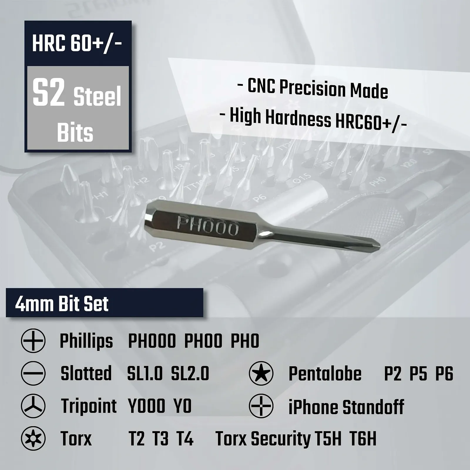 Набір викруток Steinwhale 39-в-1 T-Handle S2 Steel 1/4 дюйма та 4 мм, фото №7