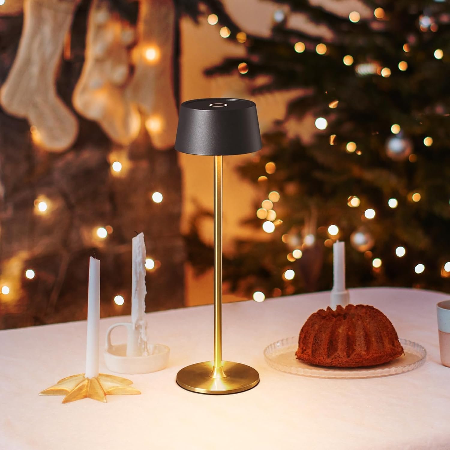 Настільна лампа DAWALIGHT Акумуляторна LED 4000 мАгод 2700 K Чорно-золота, фото №1