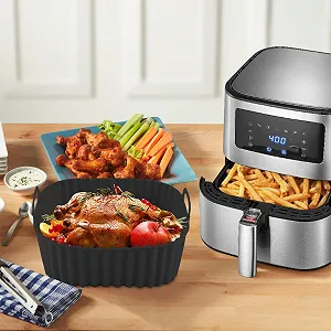 Силиконовая форма для мультипечи Square Air Fryer Liner квадратная антипригарная складная synthetic.ua - Фото 1