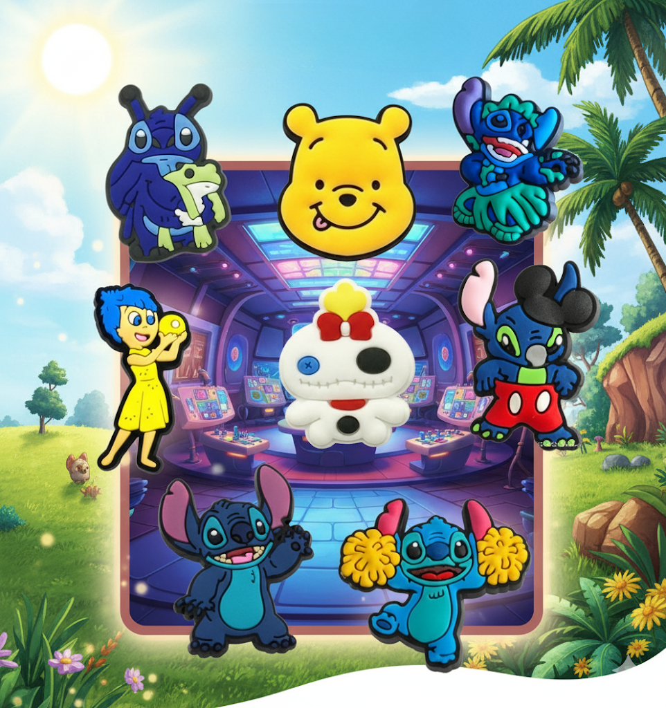 Джибитсы Лило и стич Винни Пух Мыслями наизнанку Дисней 8 шт аксессуары для обуви крокс украшение Dz_161_6, фото №1